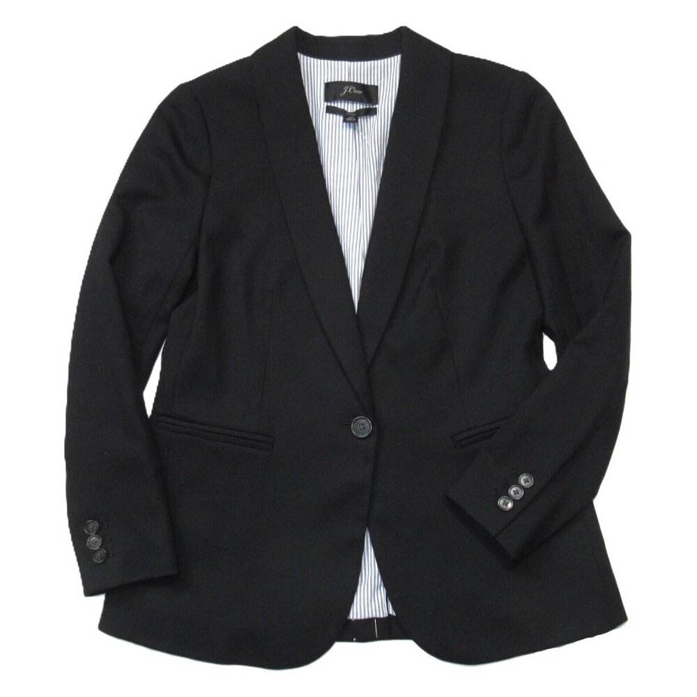 NWT J.Crew Parke Blazer in Black Wool Flannel Shawl Collar Jacket 0P